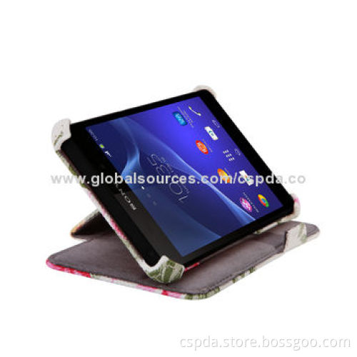 Heat setting PU back standing leather case for Sony Xperia Z2 with flower, OEM and ODM acceptable